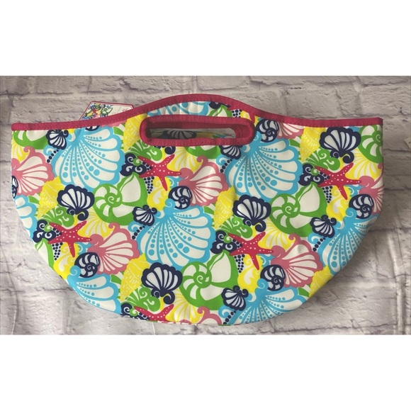 Lilly Pulitzer Insulated Beach Cooler Bag Chiquita Bonita Sea Shells Drinks Tote - Picture 8 of 12
